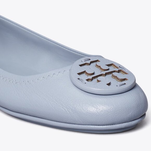 Tory Burch $228 MANY SIZES Minnie Leather Ballet Flats Dew Blue - Picture 4 of 9